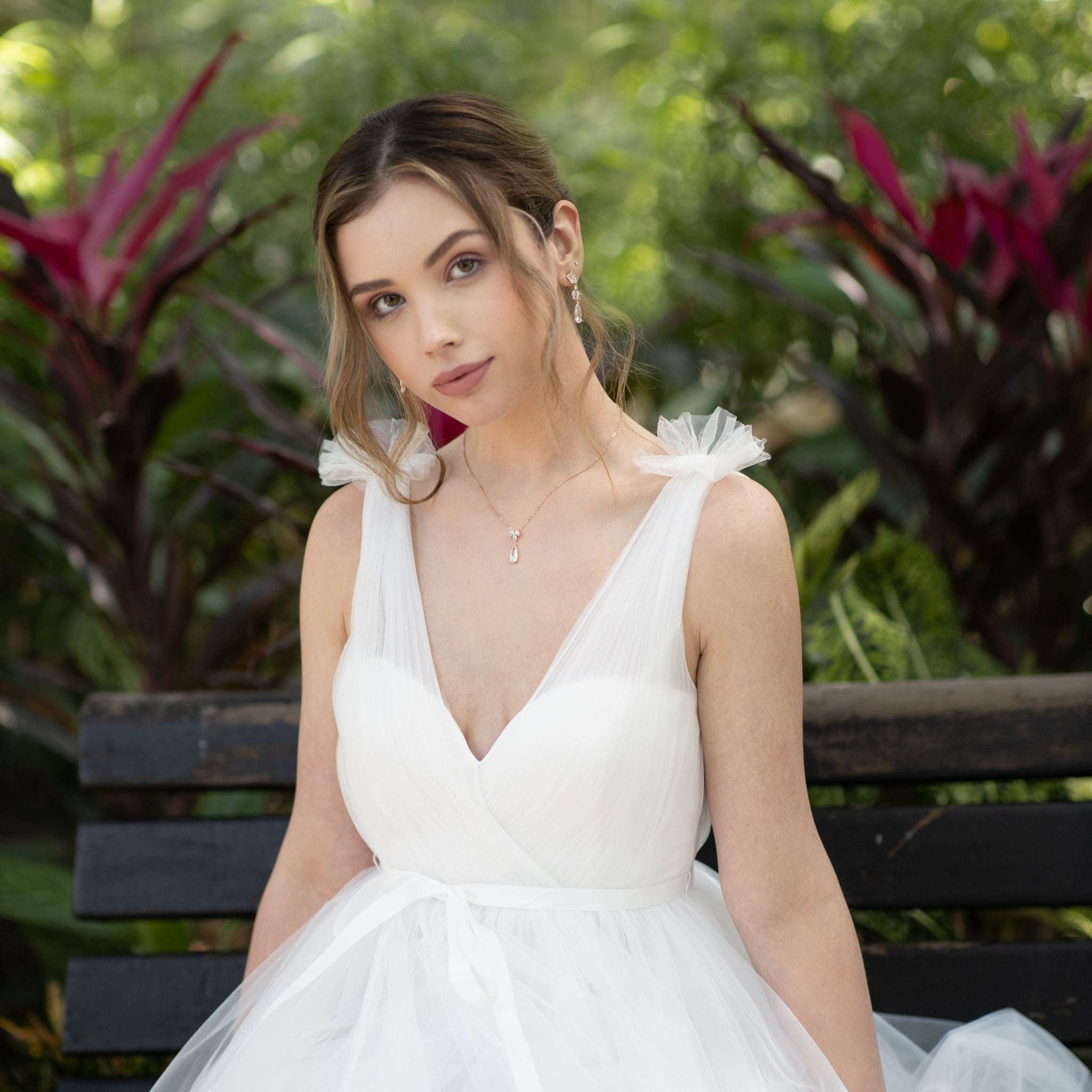 Jules Bridal - Alina, Rose Gold Crystal Drop Pendant Necklace