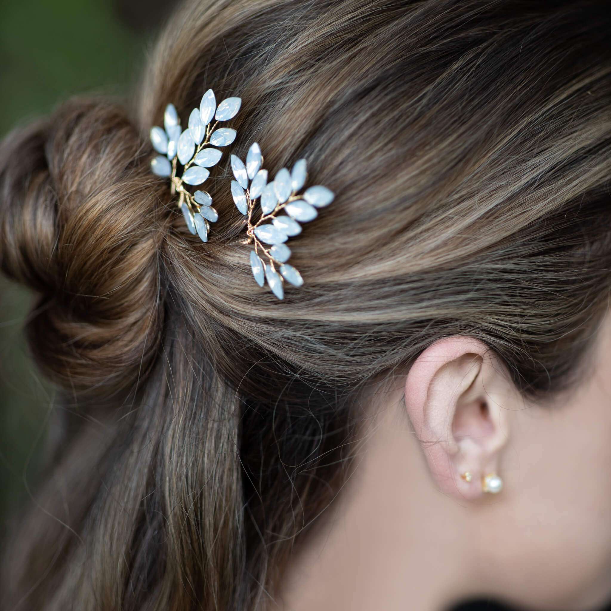 Jules Bridal - Leslee, Opal Hair Pin Set in Gold