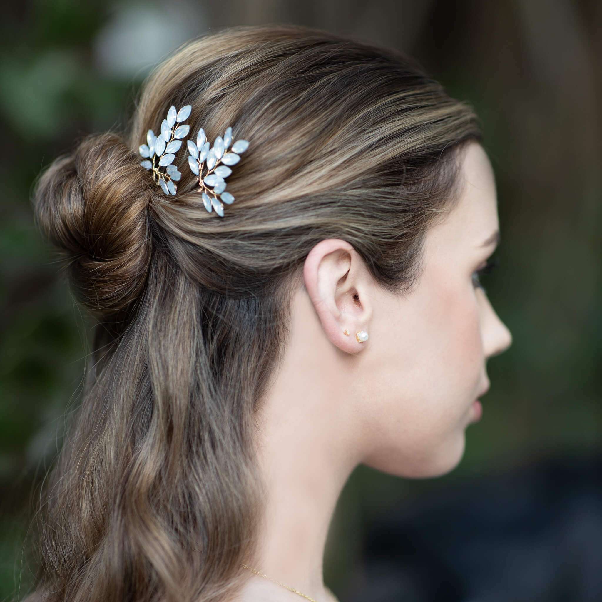 Jules Bridal - Leslee, Opal Hair Pin Set in Gold