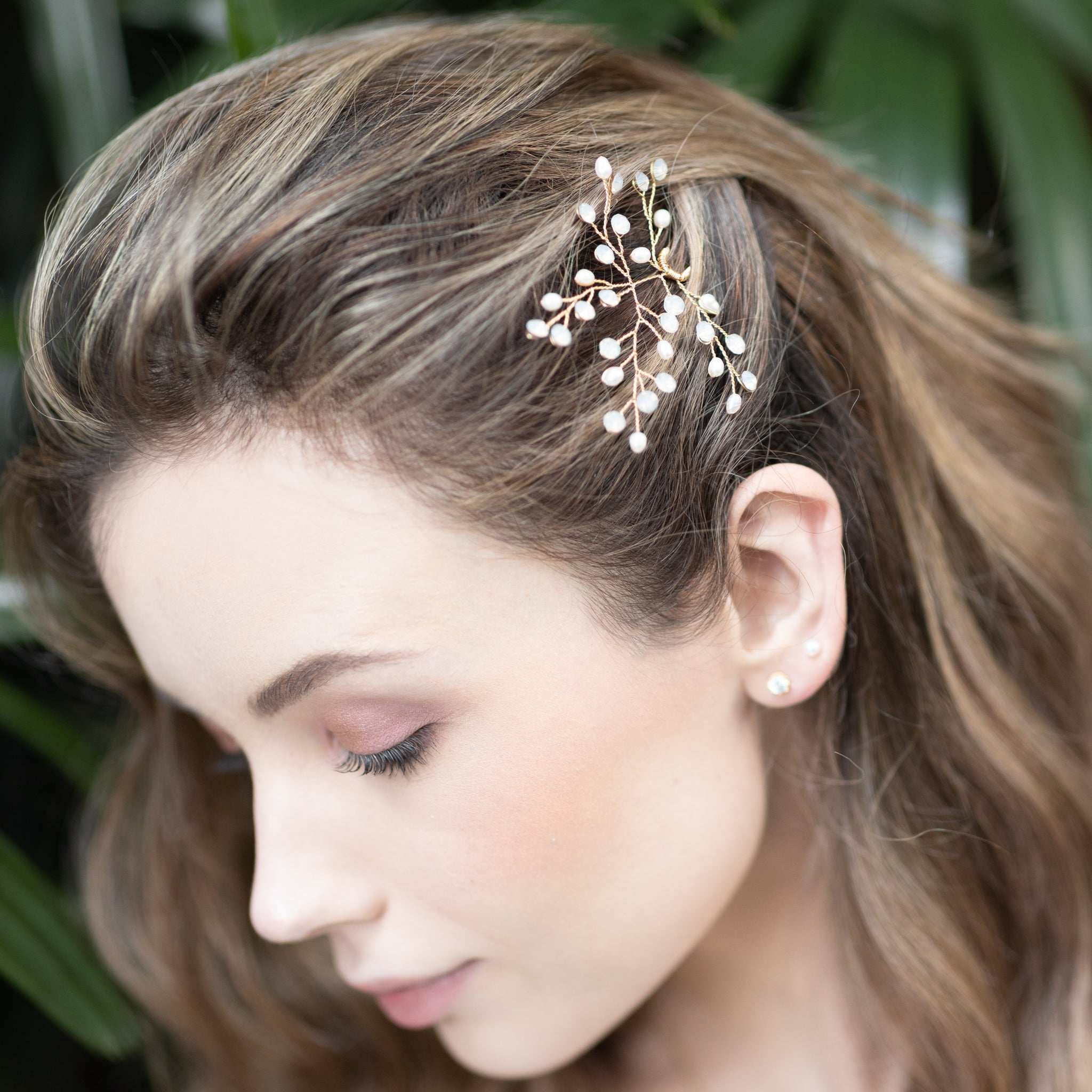 Jules Bridal - Linnea, Opal and Pearl Hair Pin in Gold