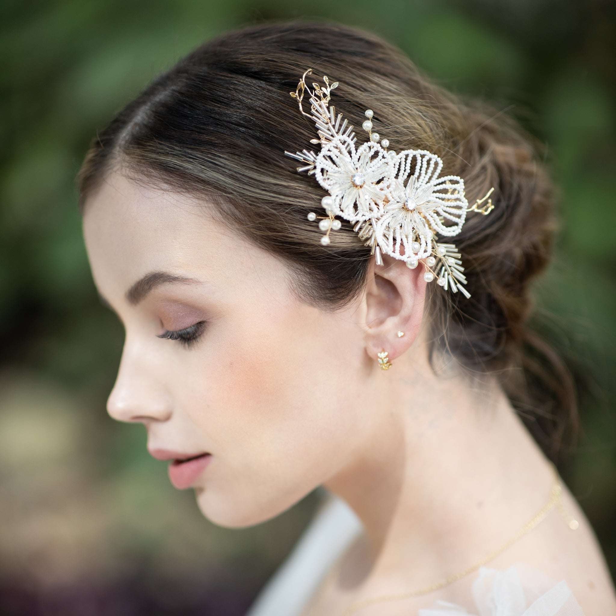 Jules Bridal - Loree, Gold Plated Crystal Hoop Earrings