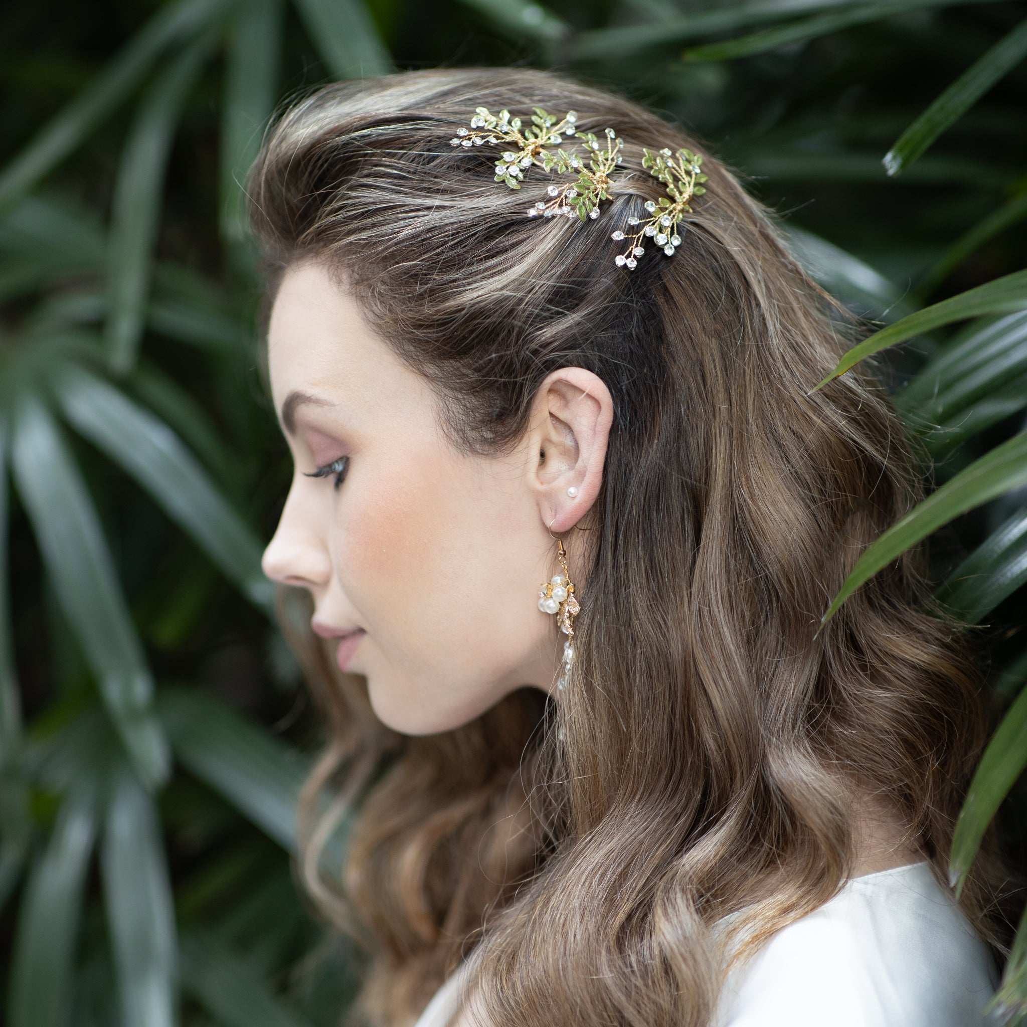 Jules Bridal - Misty, Crystal and Green Hair Pins