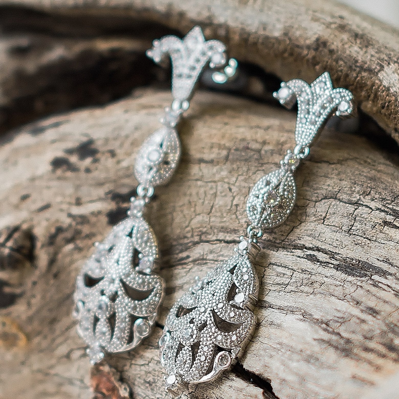 Jules Bridal-Abigail, Crystal and Silver Earrings