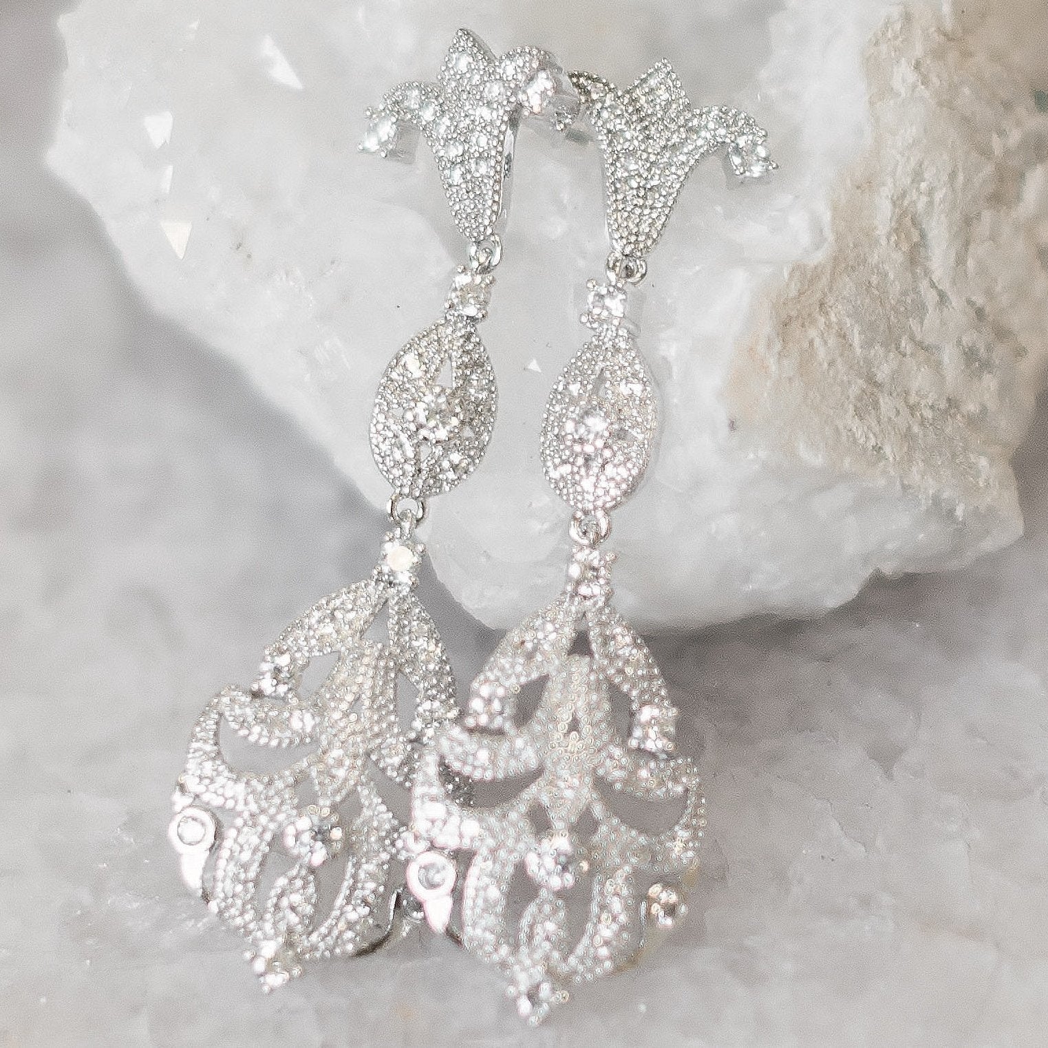 Jules Bridal-Abigail, Crystal and Silver Earrings
