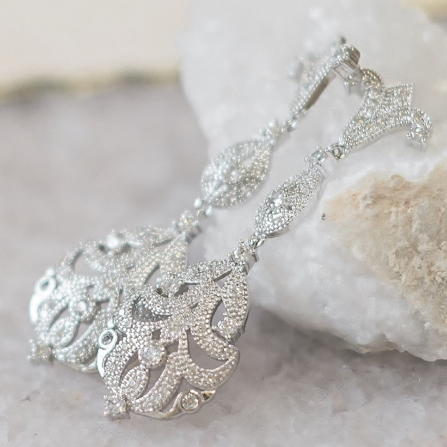 Jules Bridal-Abigail, Crystal and Silver Earrings