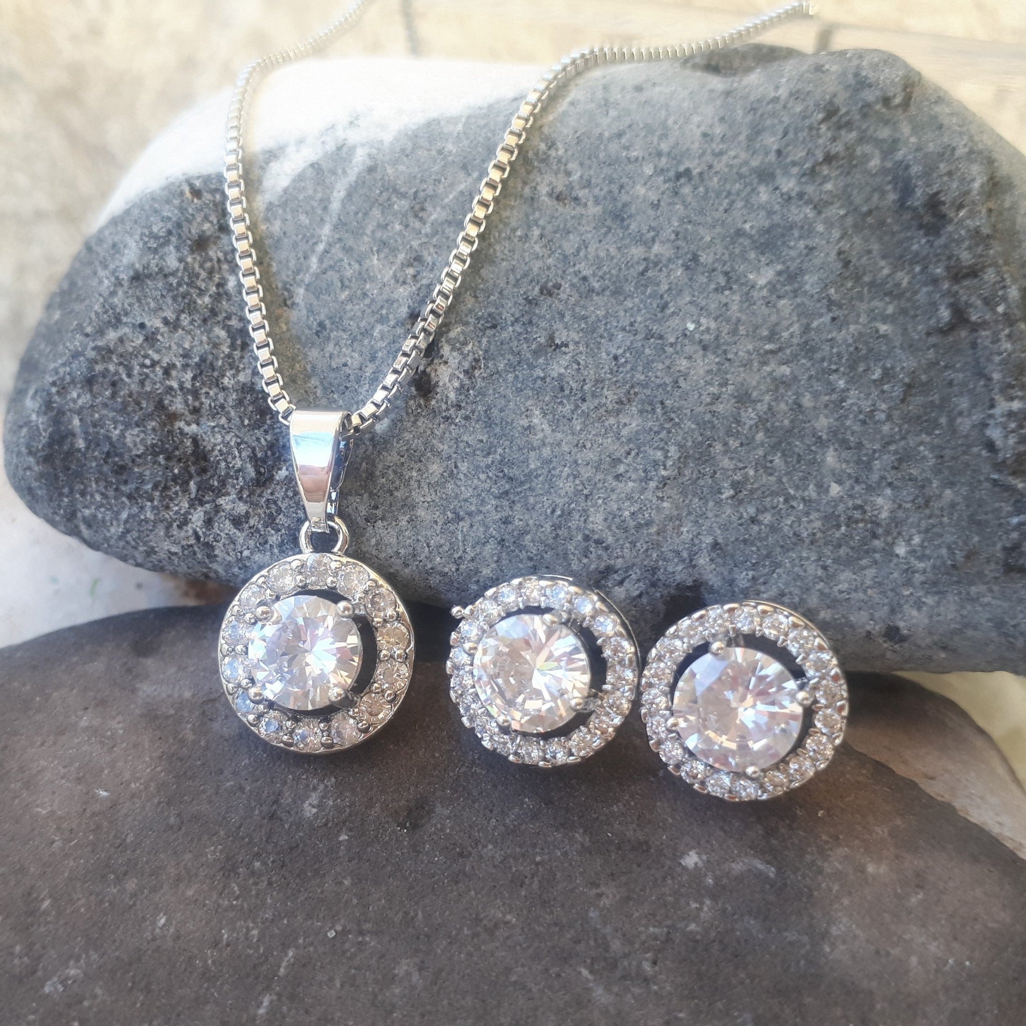 Jules Bridal - Alanna, Crystal Pendant & Earrings Set