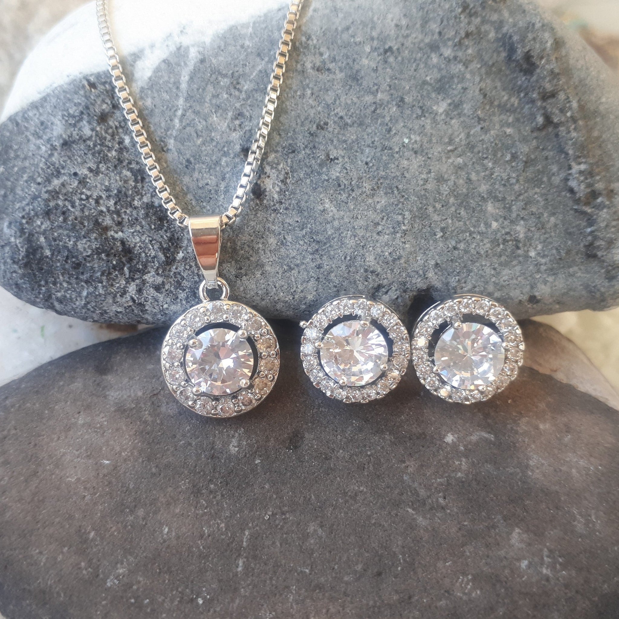 Jules Bridal - Alanna, Crystal Pendant & Earrings Set