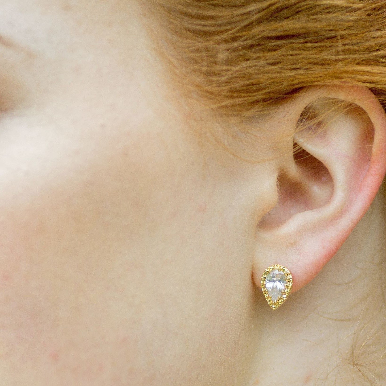 Jules Bridal - Alice, Gold Pear Shaped Crystal Earrings