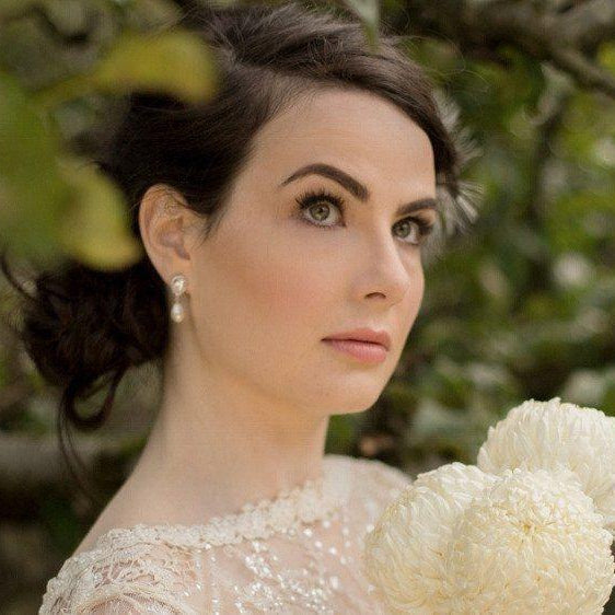 Jules Bridal - Alisha, Teardrop Pearl Silver Earrings