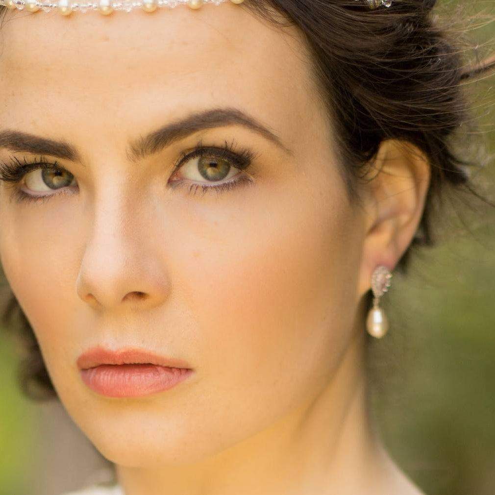 Jules Bridal - Alisha, Teardrop Pearl Silver Earrings