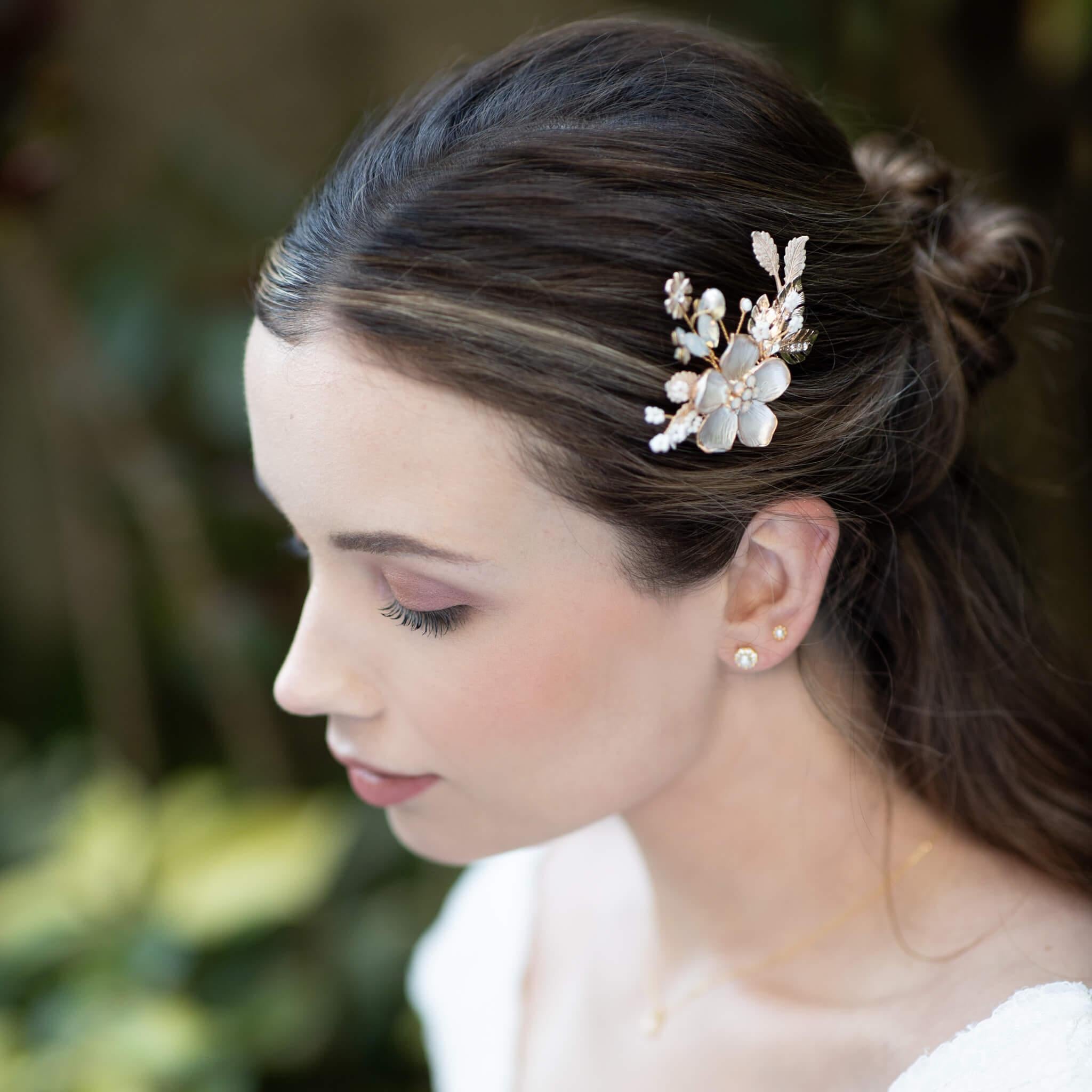 Jules Bridal - Amie, Golden Opal Floral Hair Comb