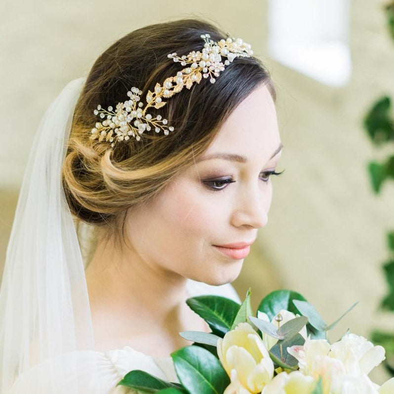 Jules Bridal - Anna, Leaf & Pearl Hair Vine