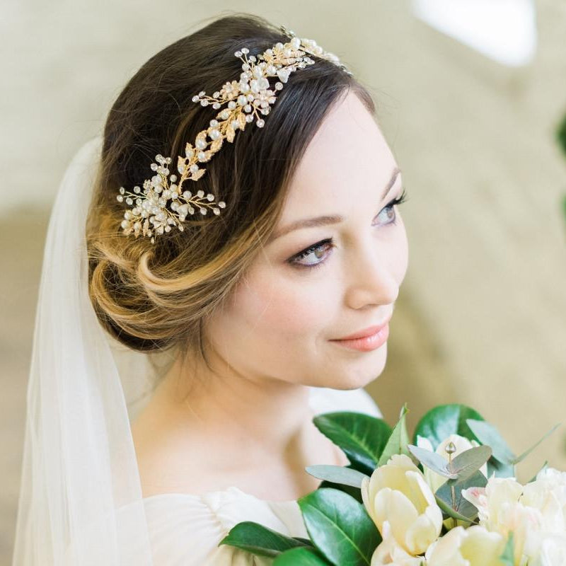 Jules Bridal - Anna, Leaf & Pearl Hair Vine