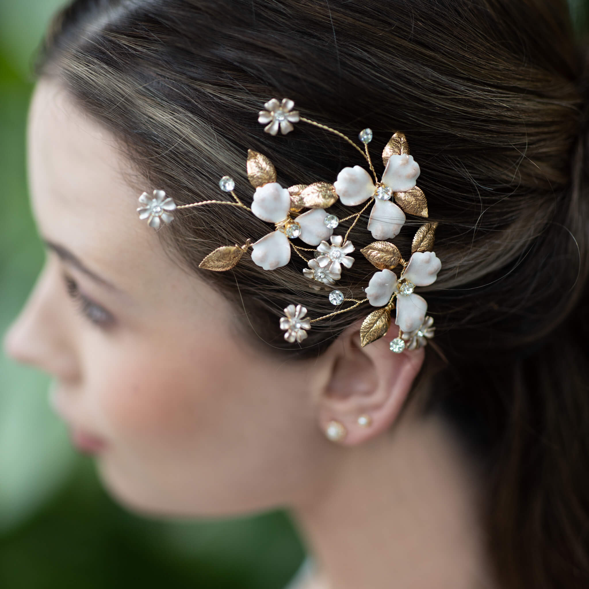 Jules Bridal - Antheia, Enamel Floral Hair Pin Set