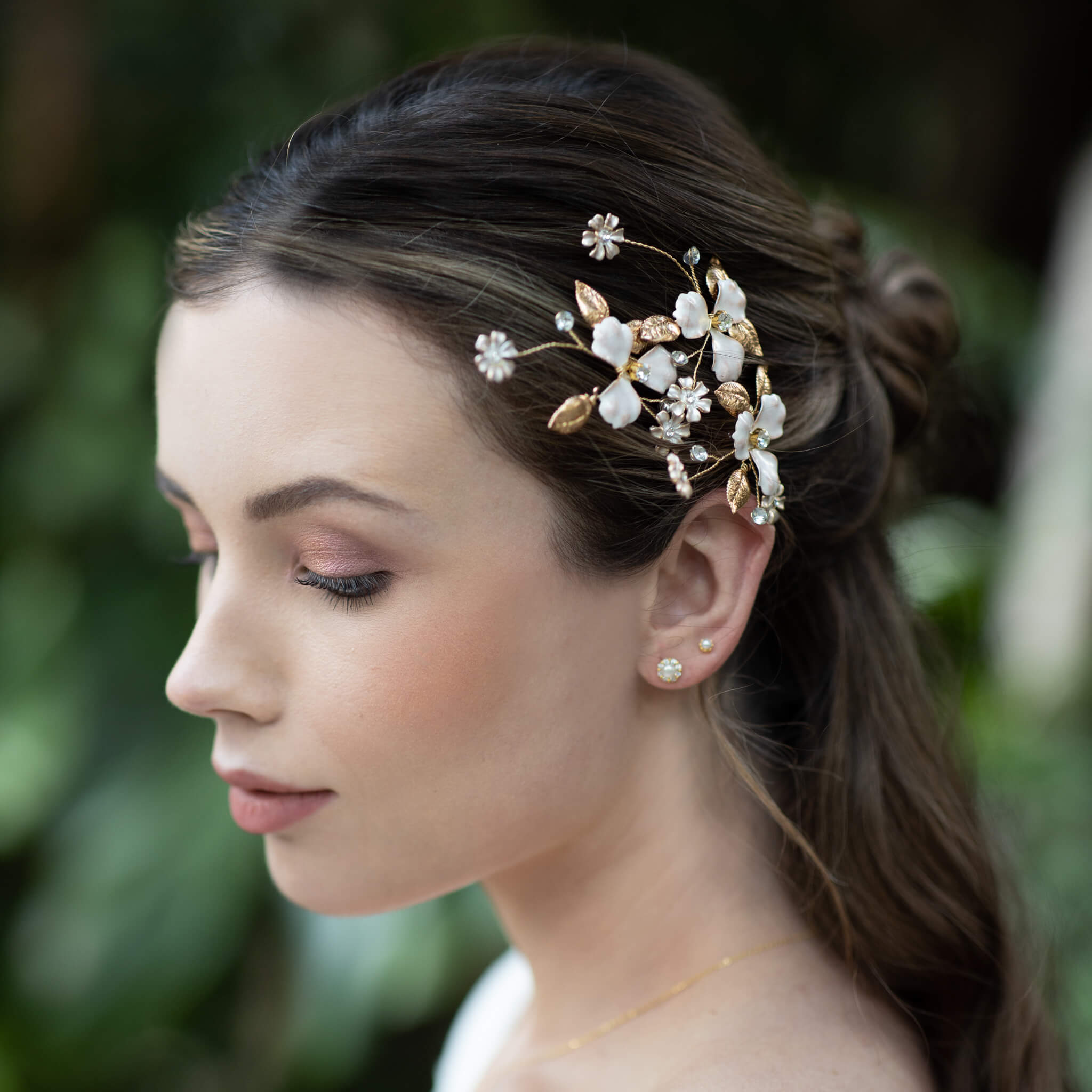 Jules Bridal - Antheia, Enamel Floral Hair Pin Set