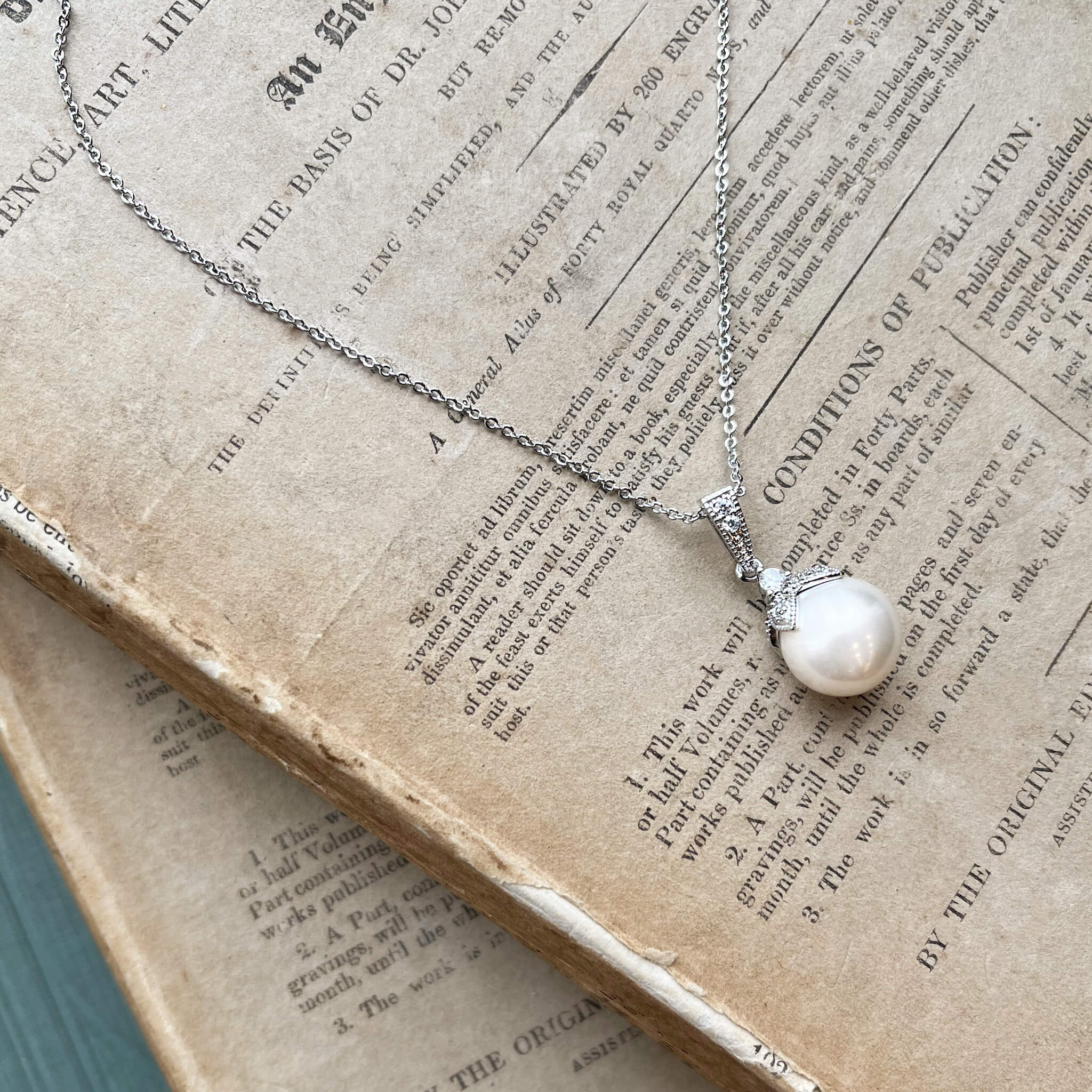 Ariel, Old Hollywood Style Crystal & Pearl Pendant