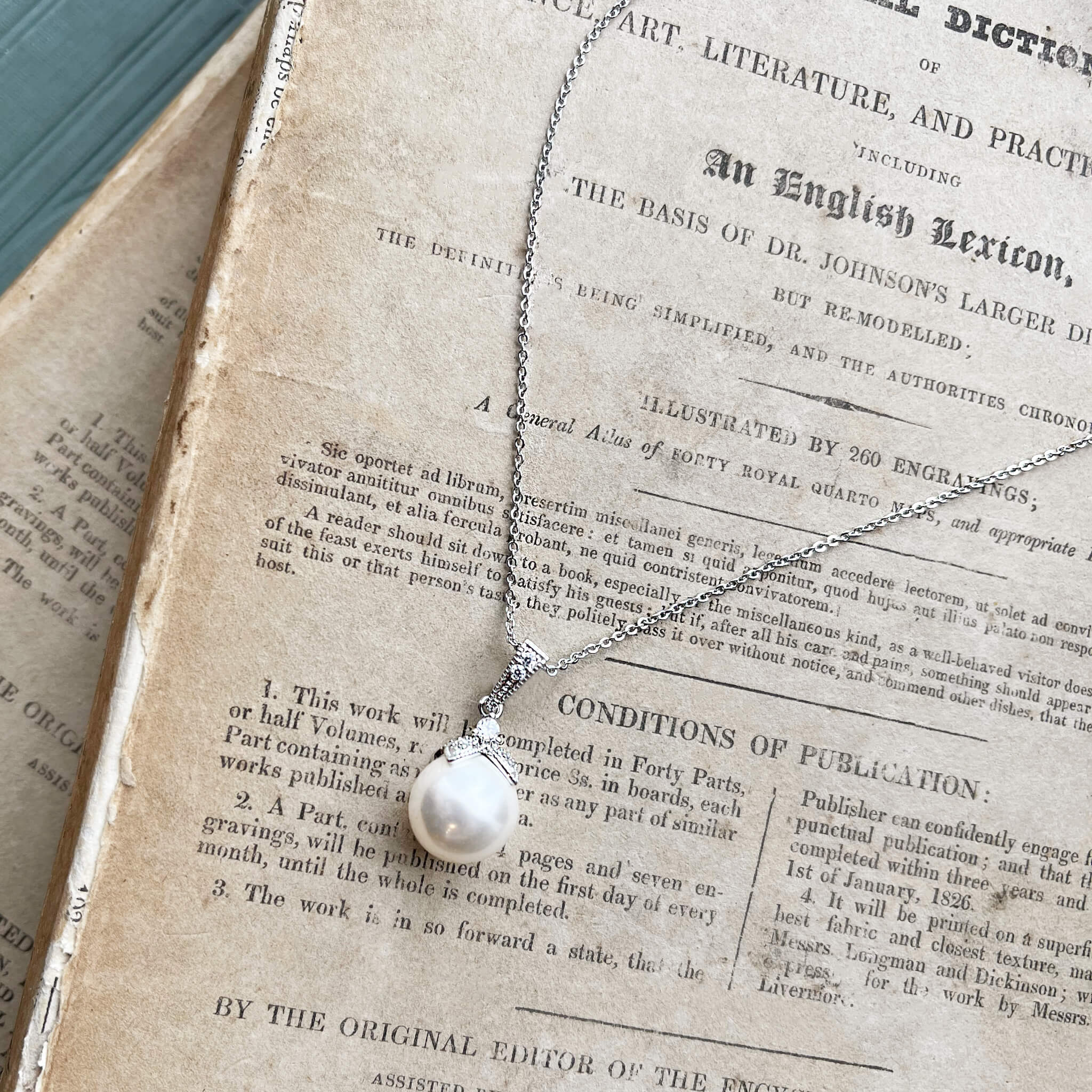 Ariel, Old Hollywood Style Crystal & Pearl Pendant