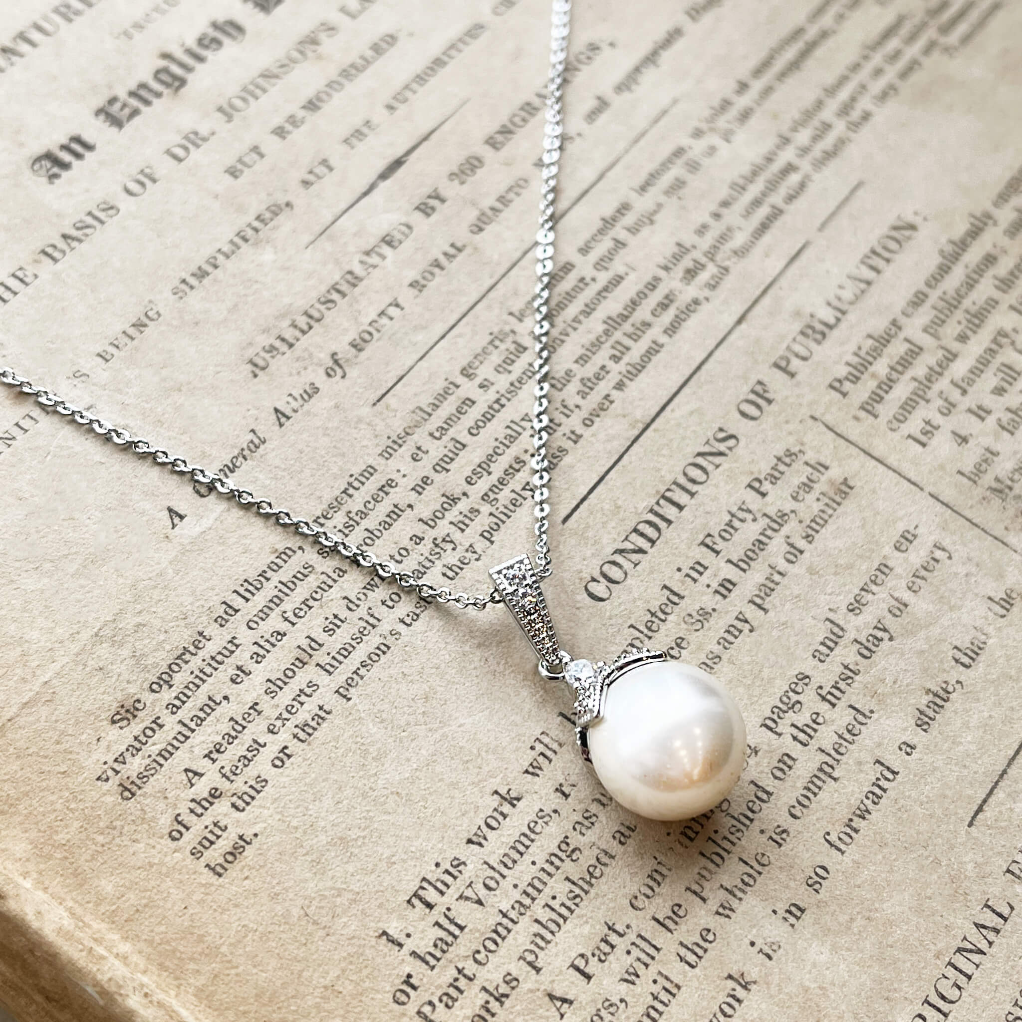 Ariel, Old Hollywood Style Crystal & Pearl Pendant