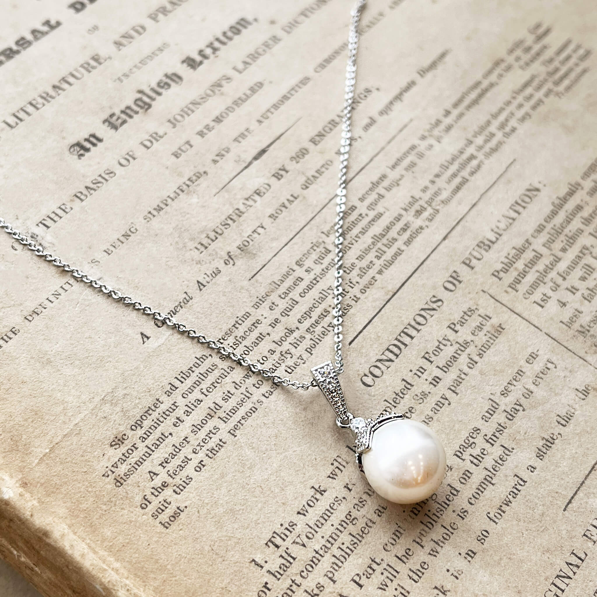 Ariel, Old Hollywood Style Crystal & Pearl Pendant