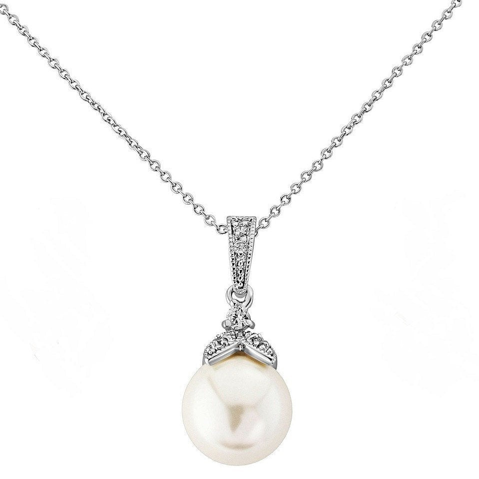 Jules Bridal - Ariel, Old Hollywood Style Crystal & Pearl Pendant