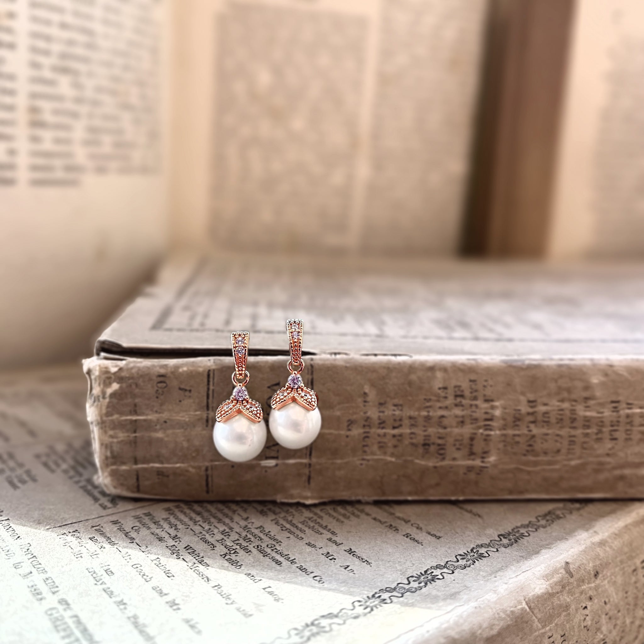 Ariel, Rose Gold Old Hollywood Style Earrings