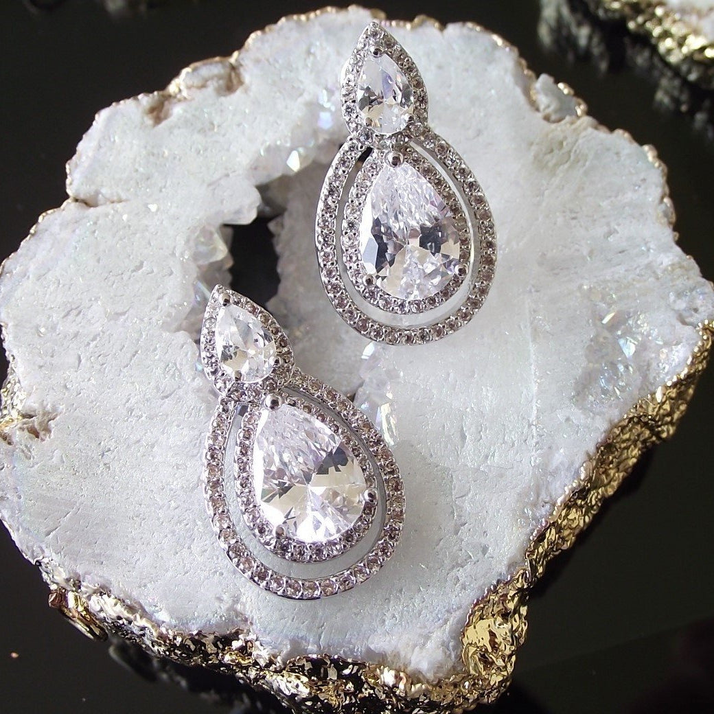 Jules Bridal - Bella, Old Hollywood Crystal Earrings