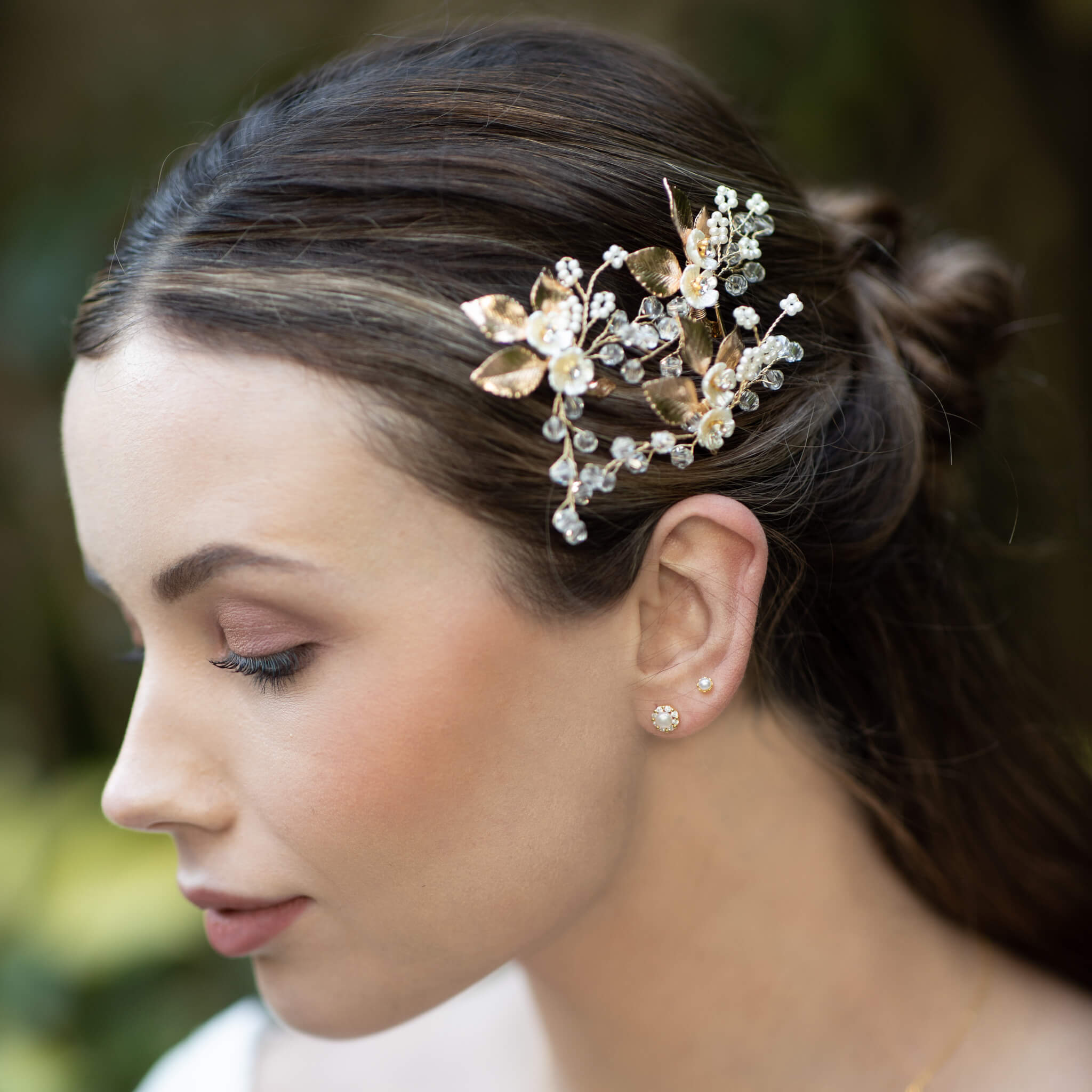 Jules Bridal - Bergdis, Golden Floral Beaded Hair PinSet