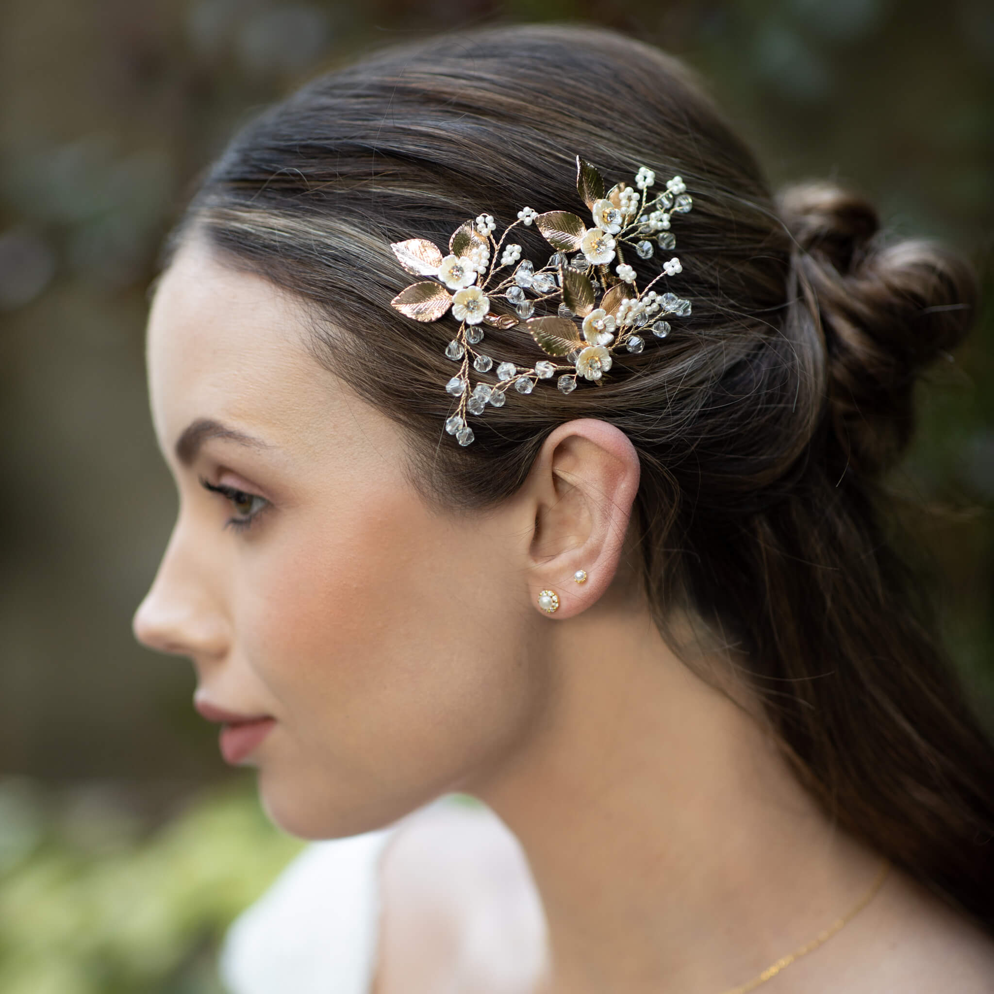 Jules Bridal - Bergdis, Golden Floral Beaded Hair PinSet