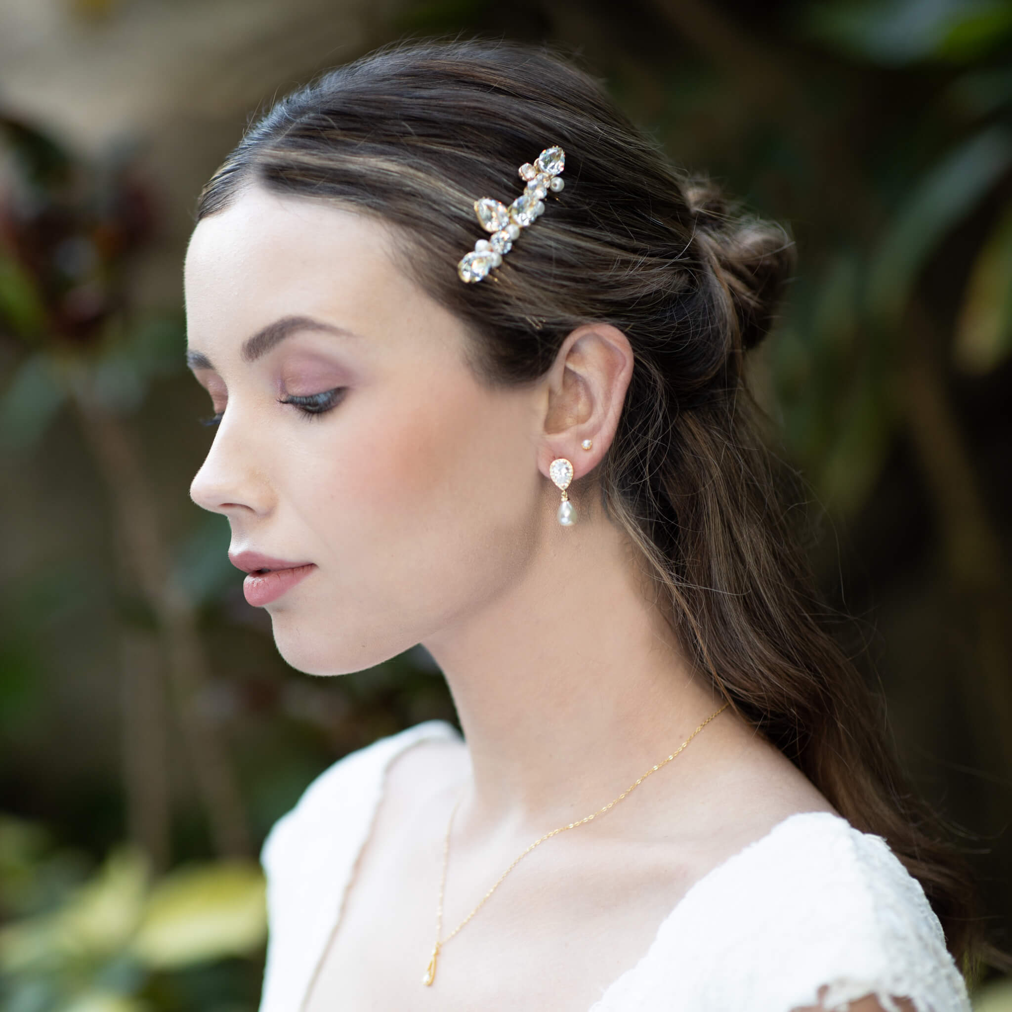 Jules Bridal - Celeste, Crystal Hair Comb with Pearls in Gold