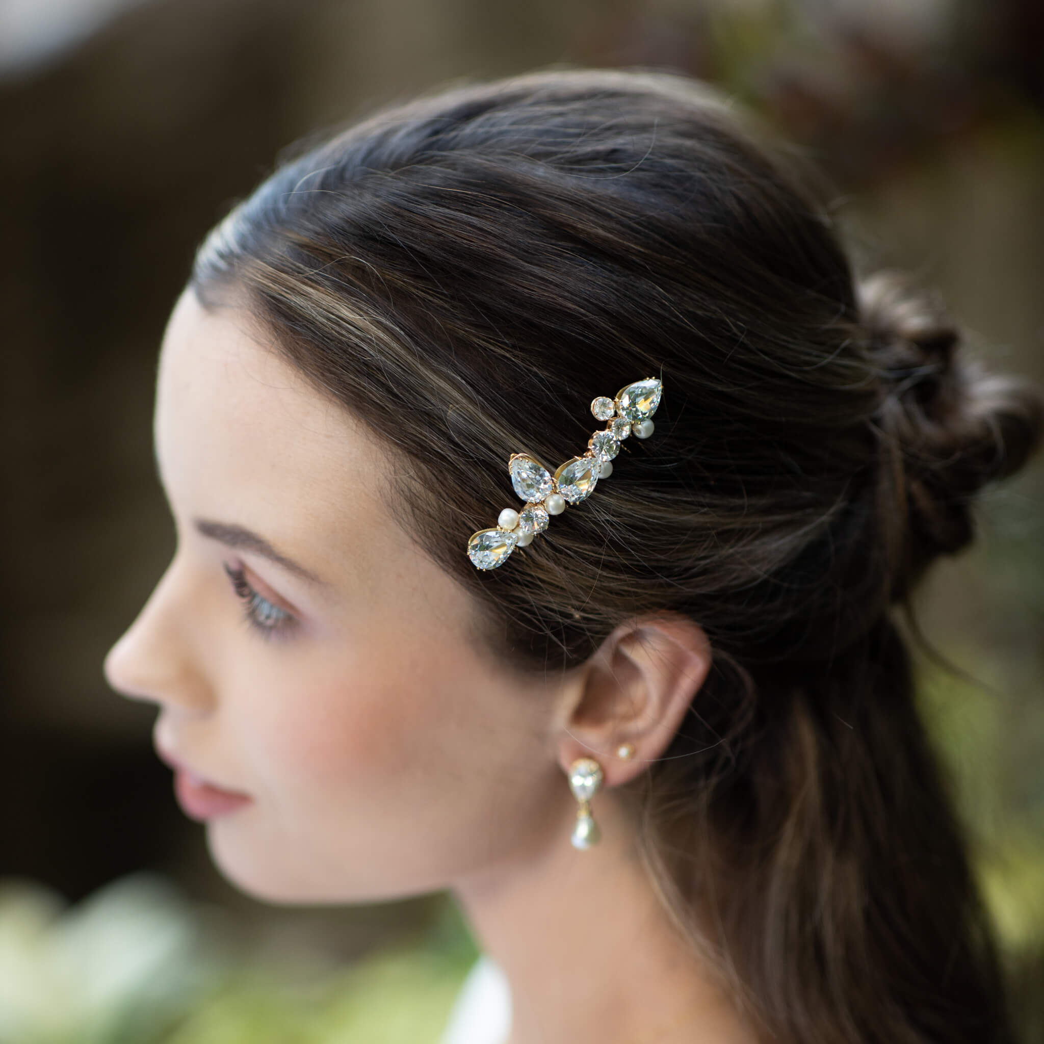 Jules Bridal - Celeste, Crystal Hair Comb with Pearls in Gold