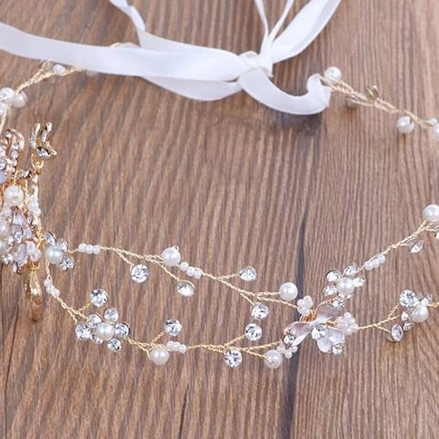 Jules Bridal - Diana, Gold Leaf Crystal Vine