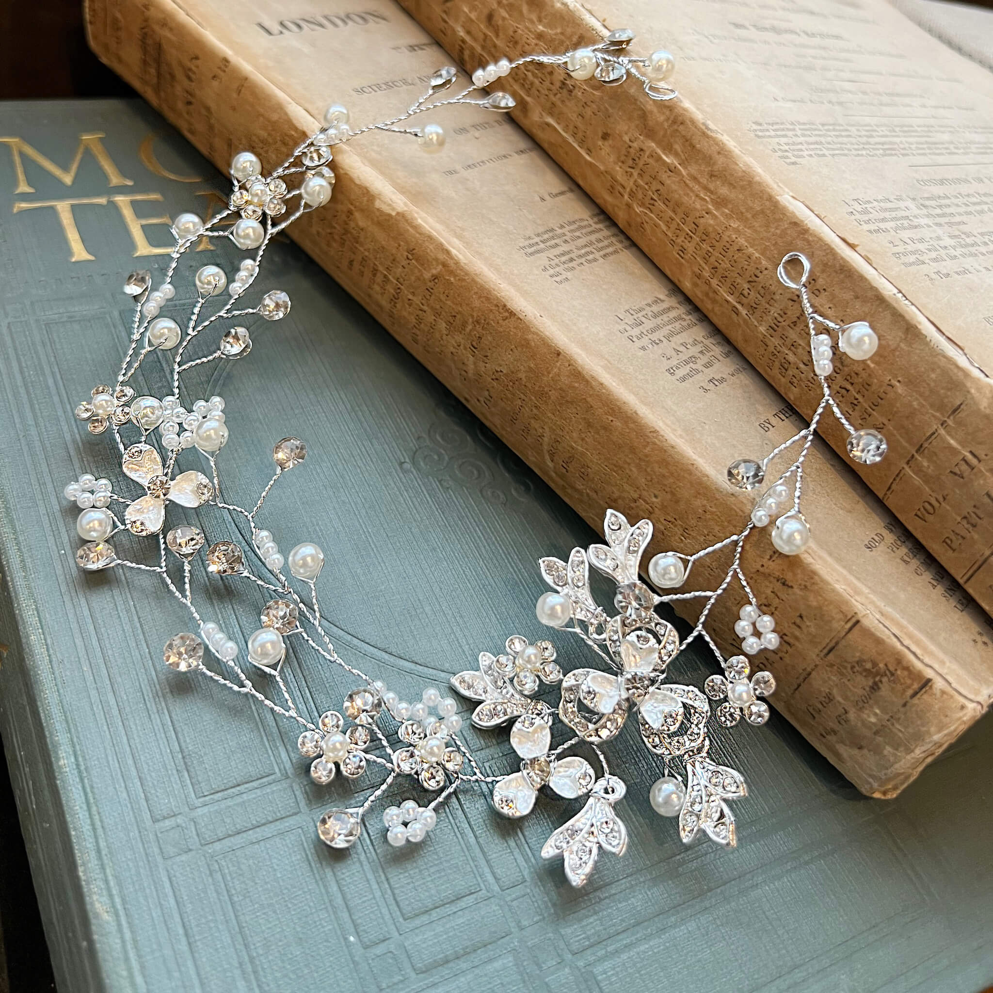 Jules Bridal - Diana, Silver and Crystal Hair Vine