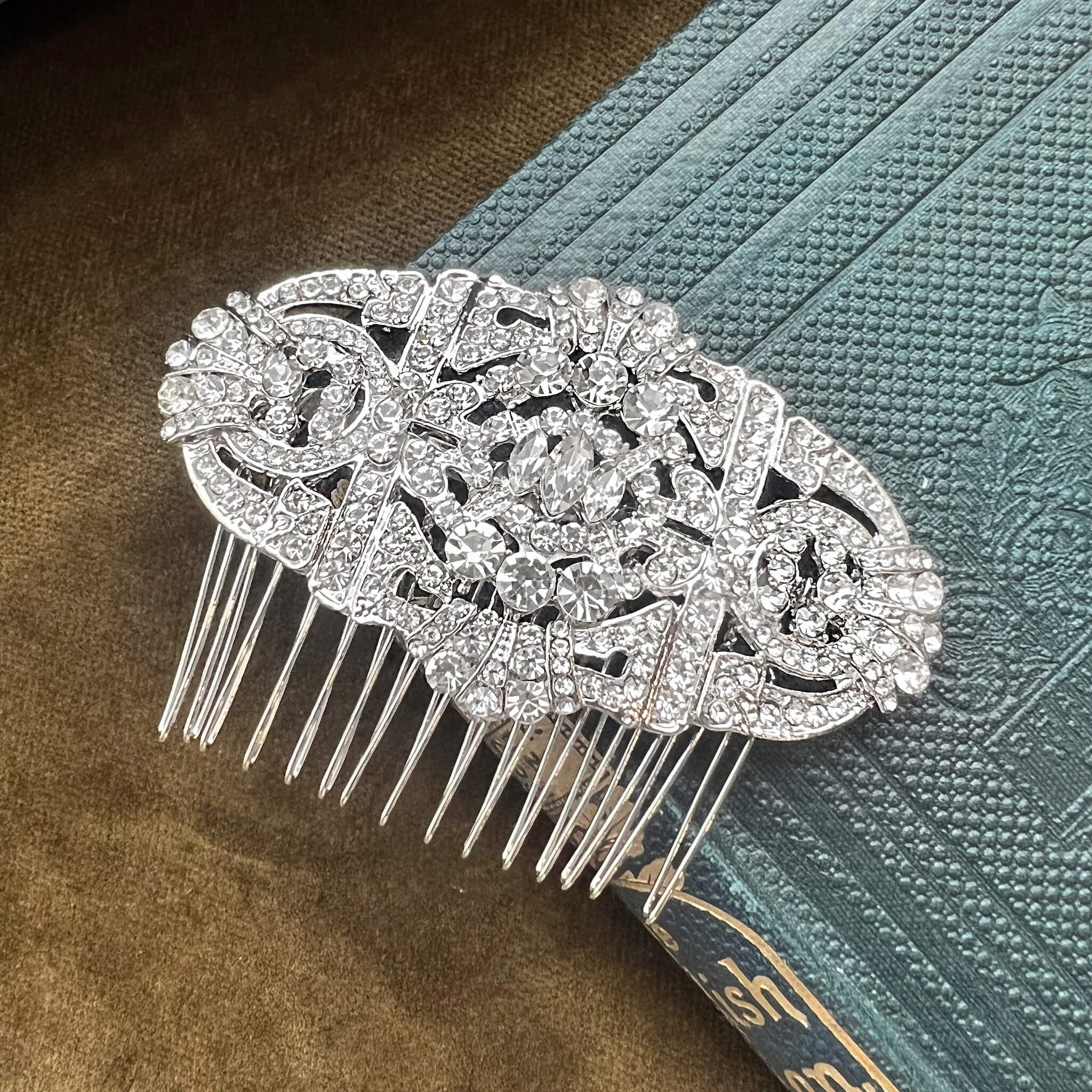 Jules Bridal - Elise, Art Deco Style Crystal Silver Comb
