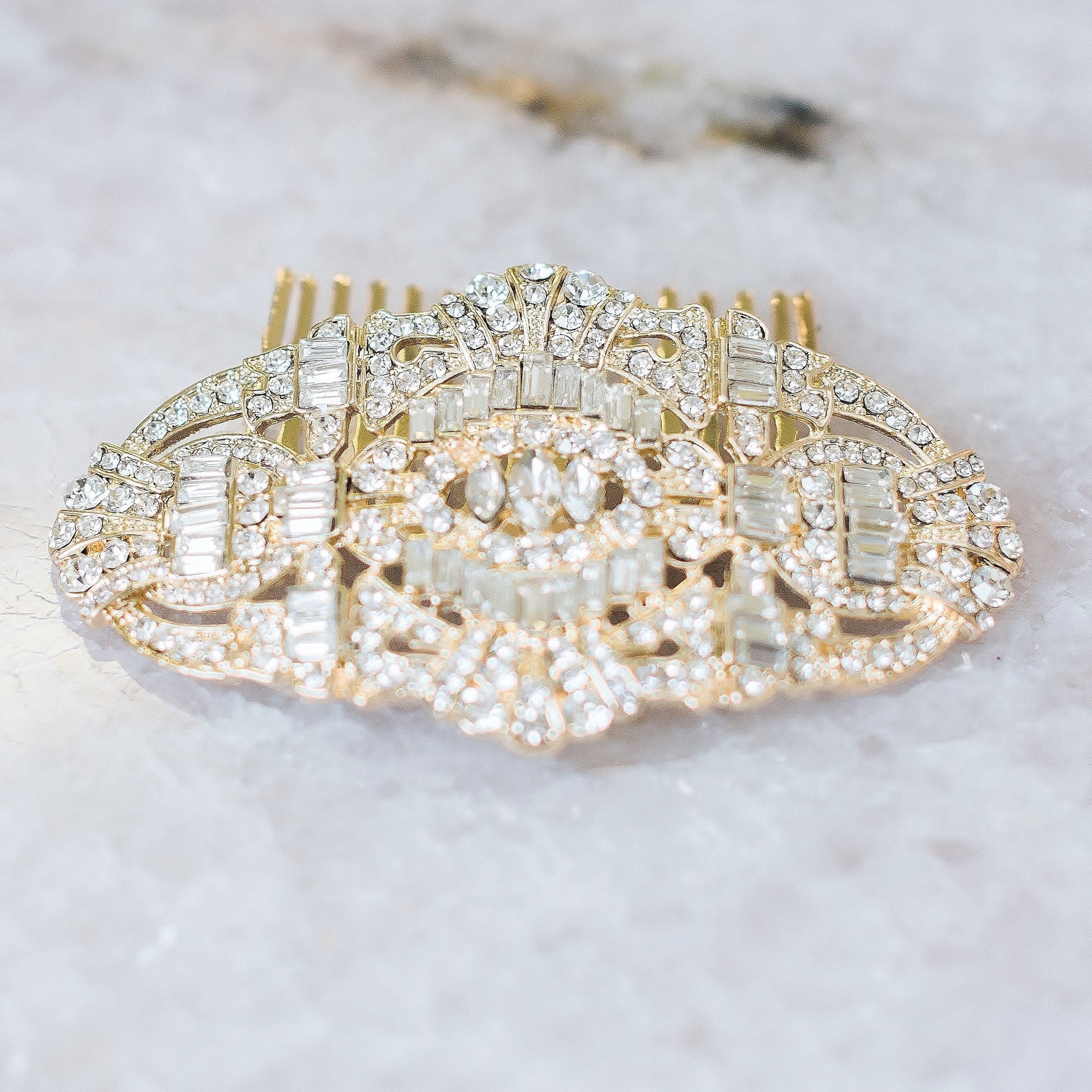 Jules Bridal - Elise, Gold Art Deco Style Comb