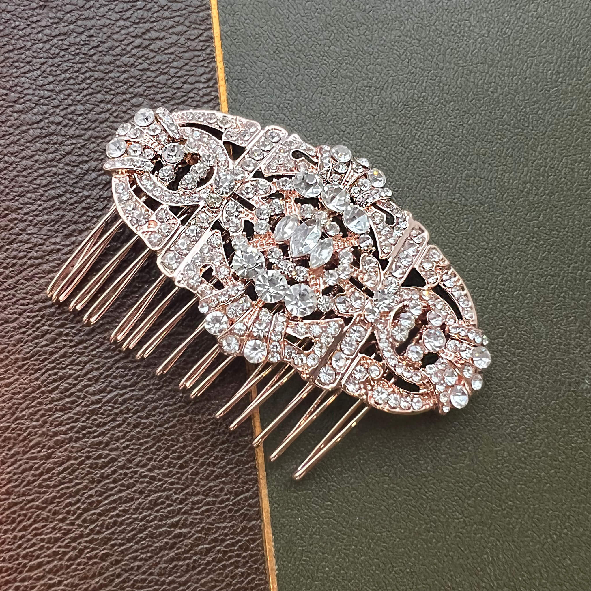 Elise, Rose Gold Art Deco Style Comb