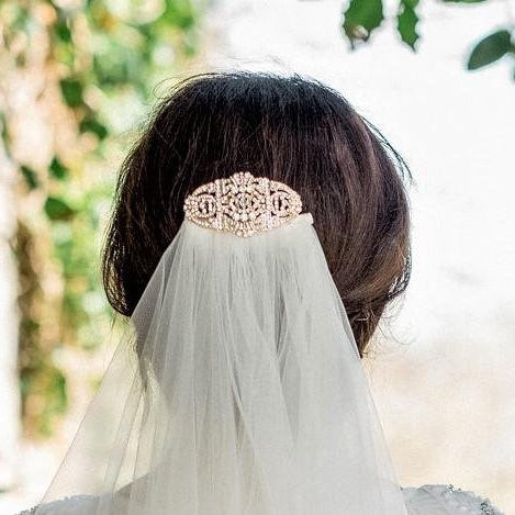 Jules Bridal - Elise, Rose Gold Art Deco Style Comb