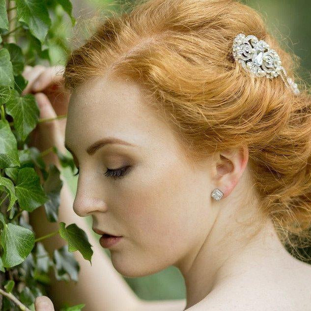 Jules-Bridal - Elysee, Square Crystal Stud Earrings