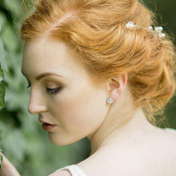 Jules-Bridal - Elysee, Square Crystal Stud Earrings