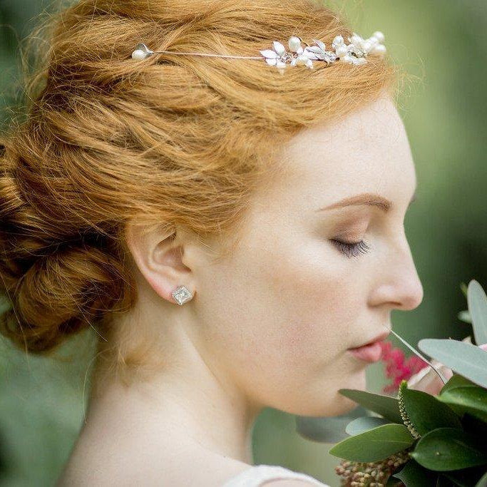 Jules-Bridal - Elysee, Square Crystal Stud Earrings