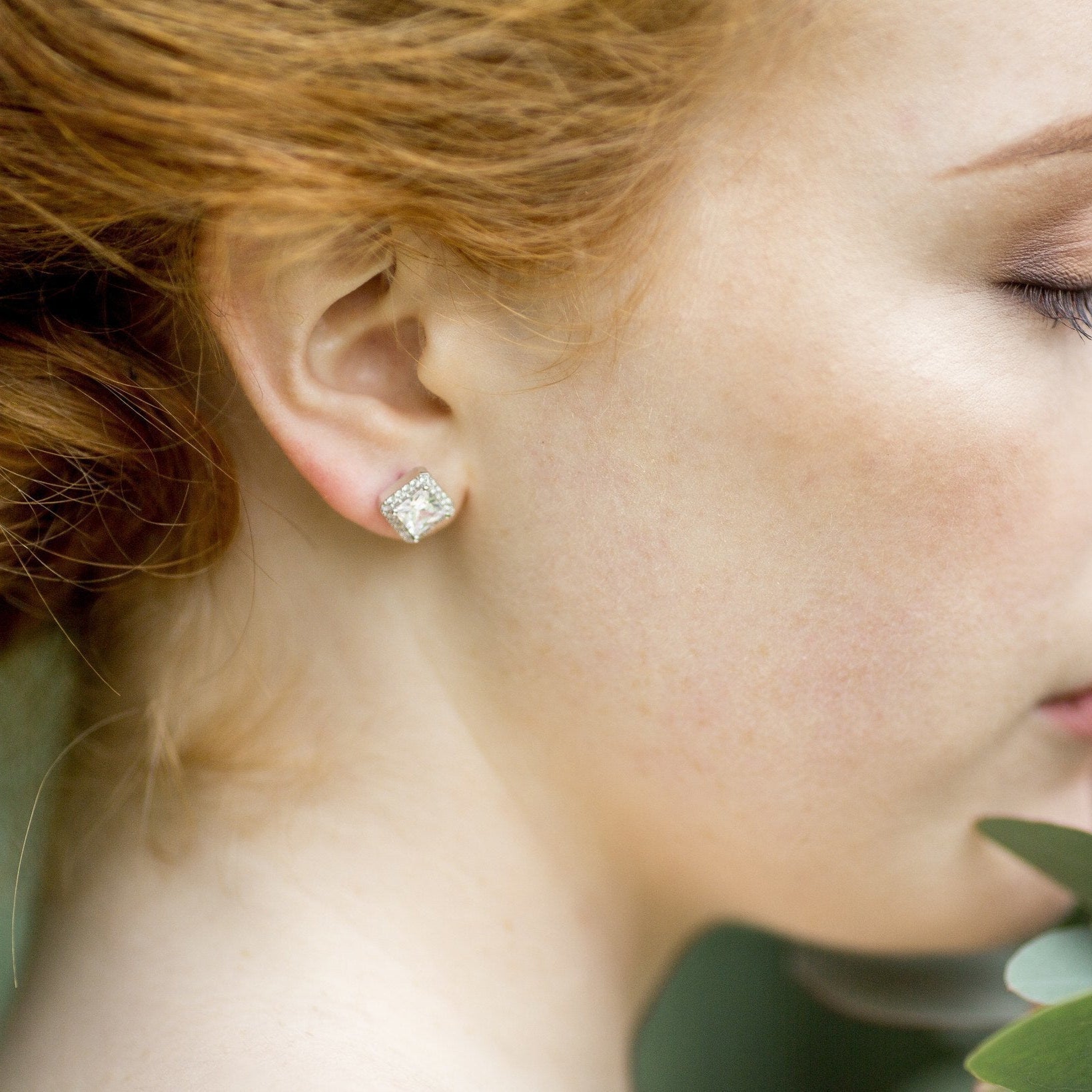 Jules-Bridal - Elysee, Square Crystal Stud Earrings
