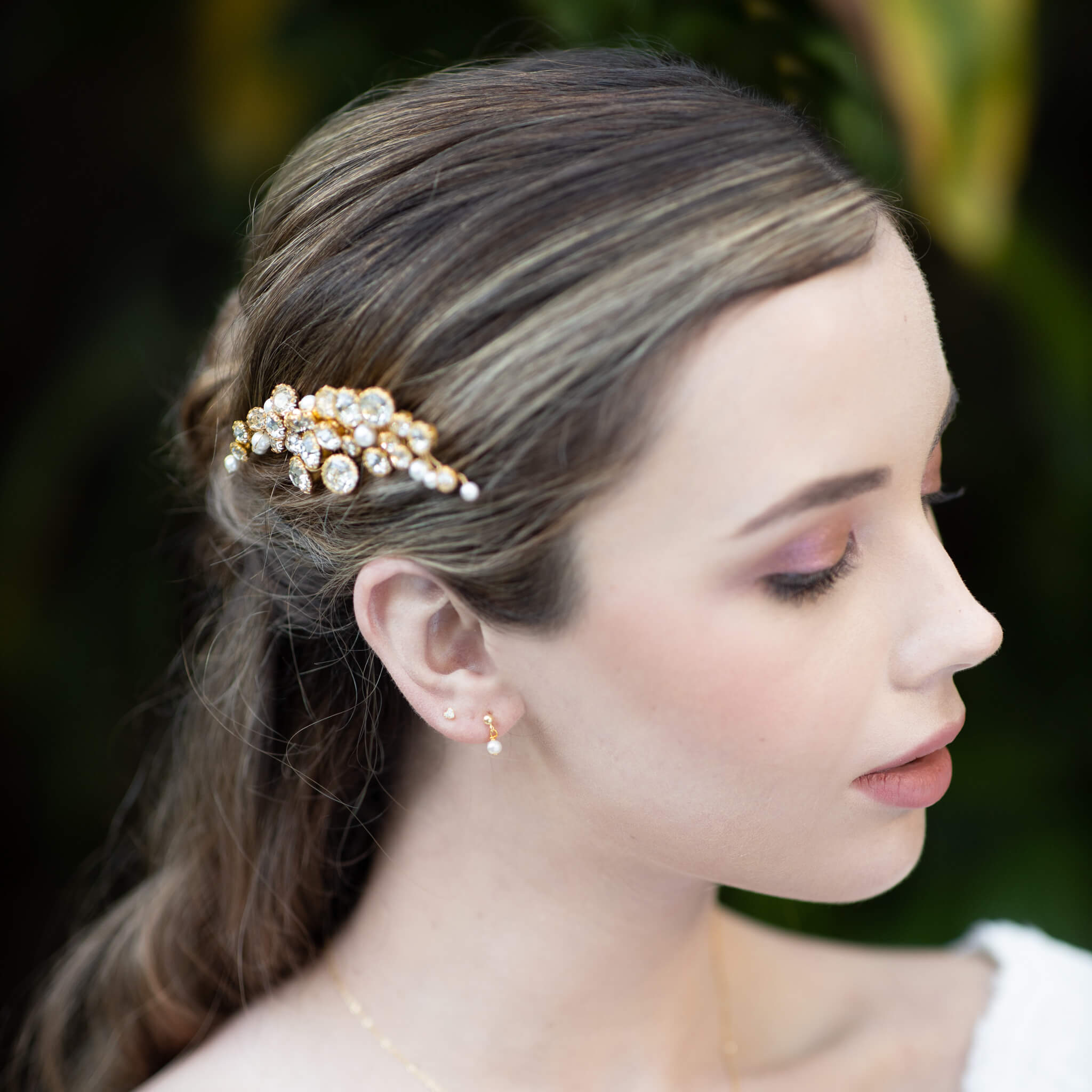 Jules Bridal - Estelle, Crystal and Pearl Hair Comb in Gold