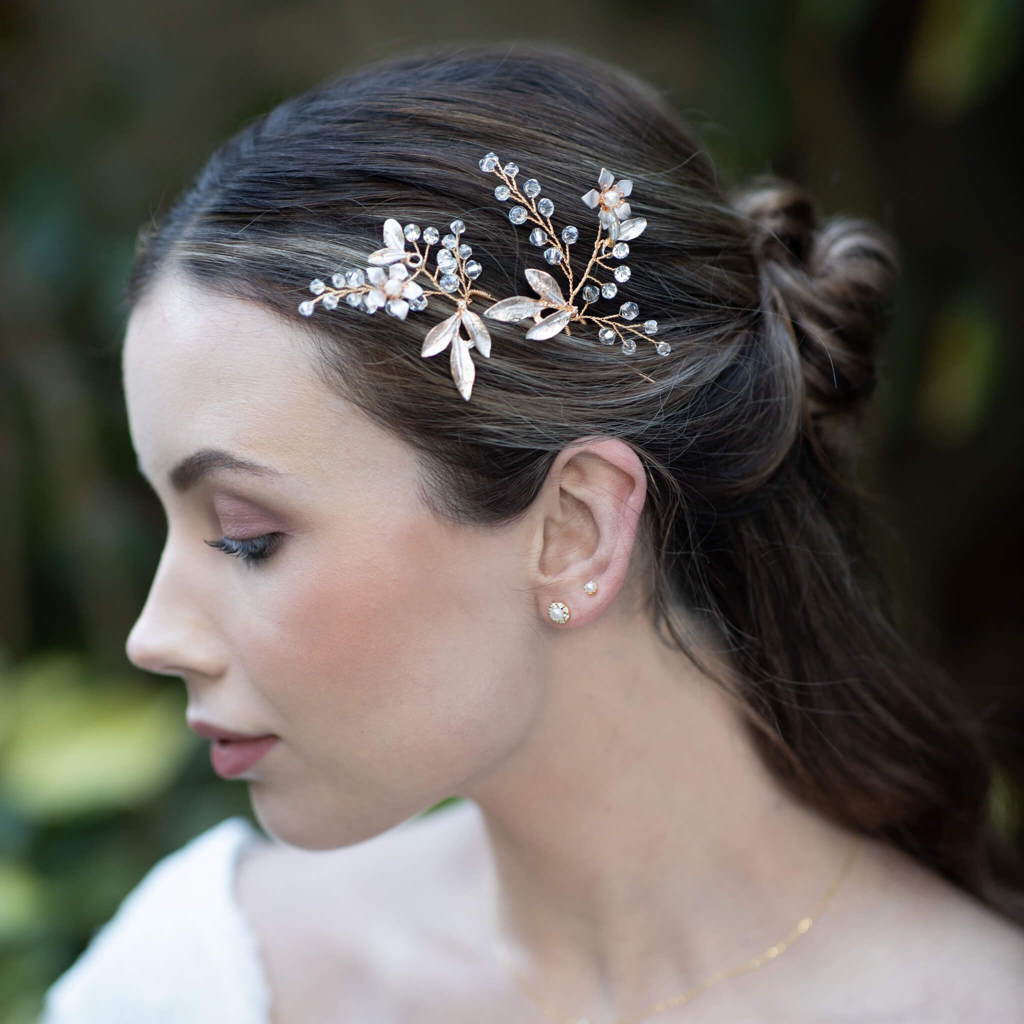 Jules Bridal - Florance, Enamel Flower Crystal Hair Pin Set
