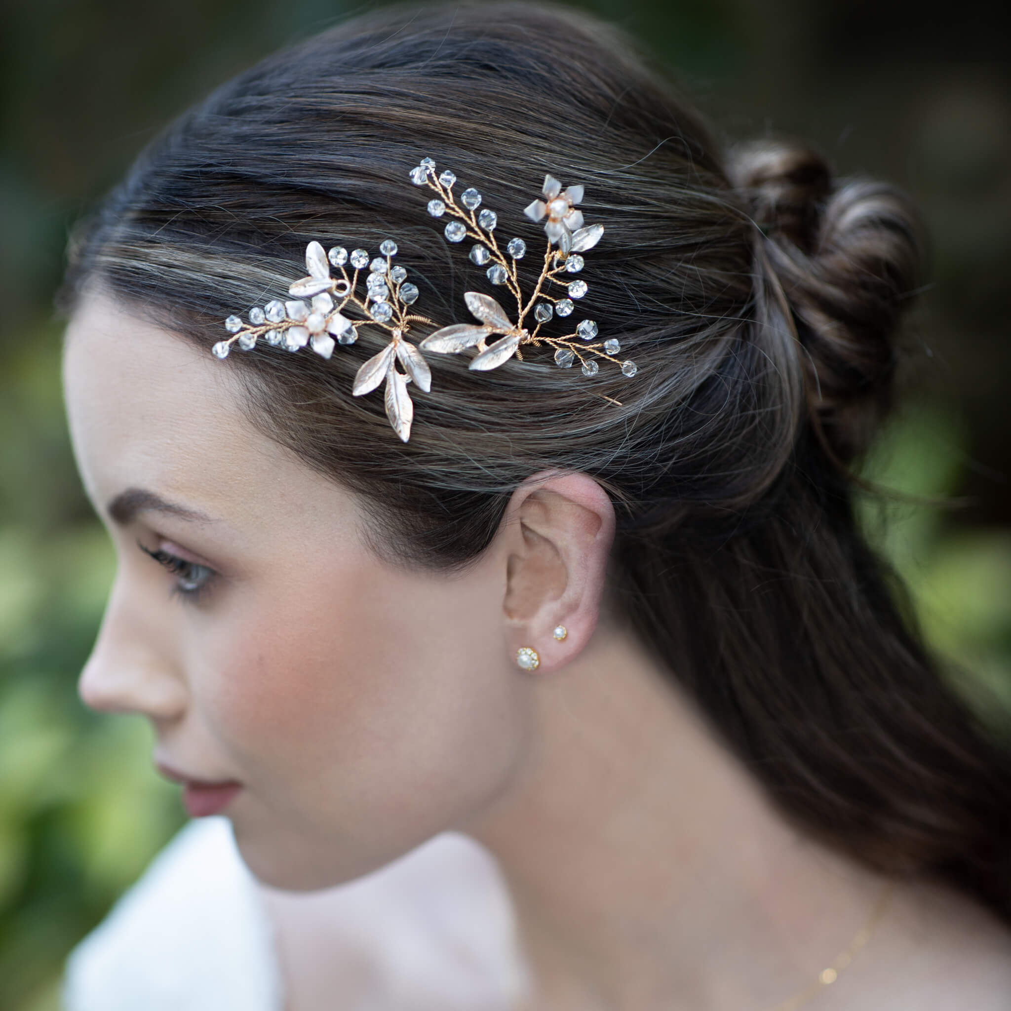 Jules Bridal - Florance, Enamel Flower Crystal Hair Pin Set