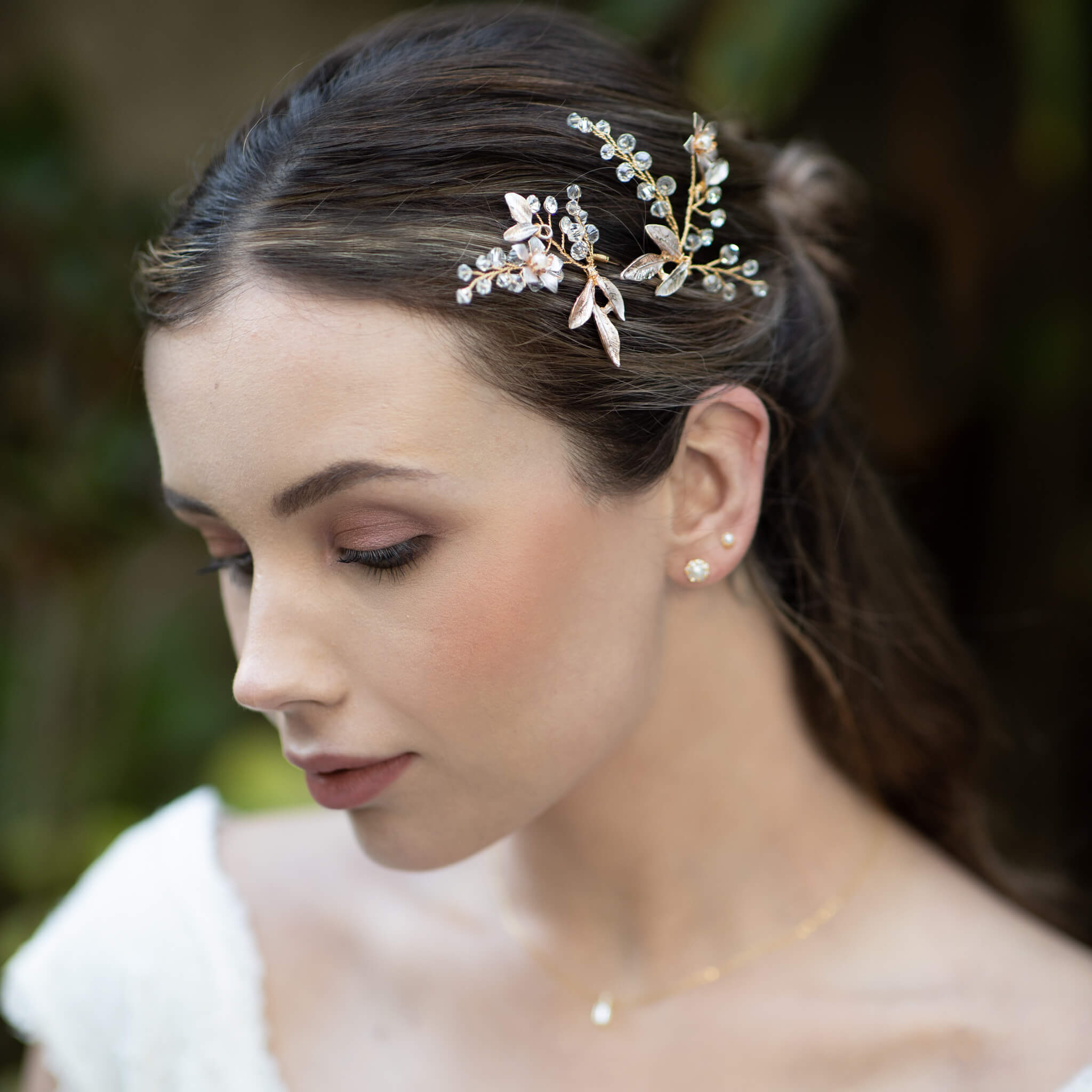 Jules Bridal - Florance, Enamel Flower Crystal Hair Pin Set