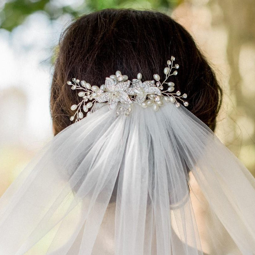 Jules Bridal - Izzie, Floral Wedding Hair Comb in Silver