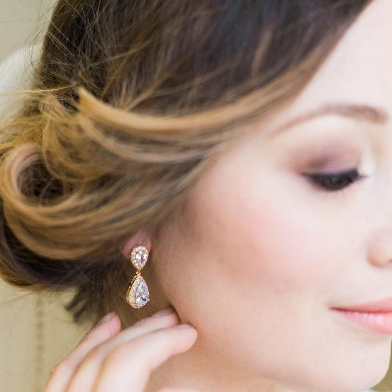 Jules Bridal - Jodie, Crystal & Gold Clip-on Earrings