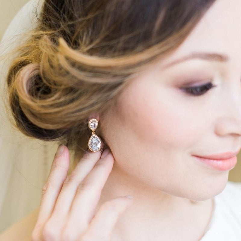 Jules Bridal - Jodie, Crystal & Gold Clip-on Earrings