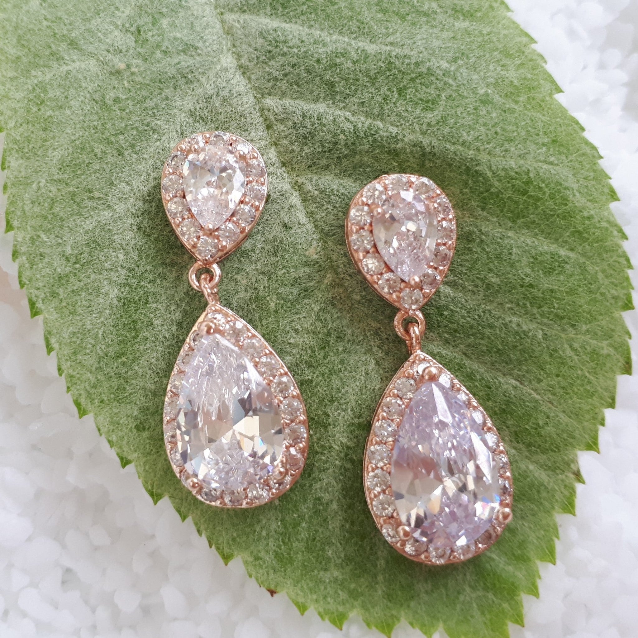 Jules Bridal - Jodie, Crystal & Rose Gold Earrings