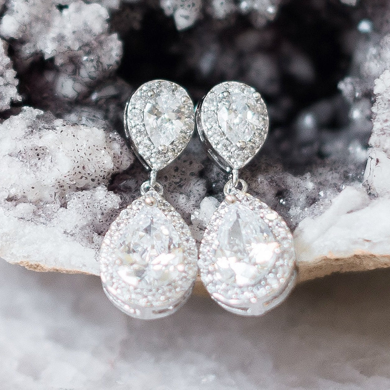 Jules Bridal - Jodie, Crystal & Silver Earrings