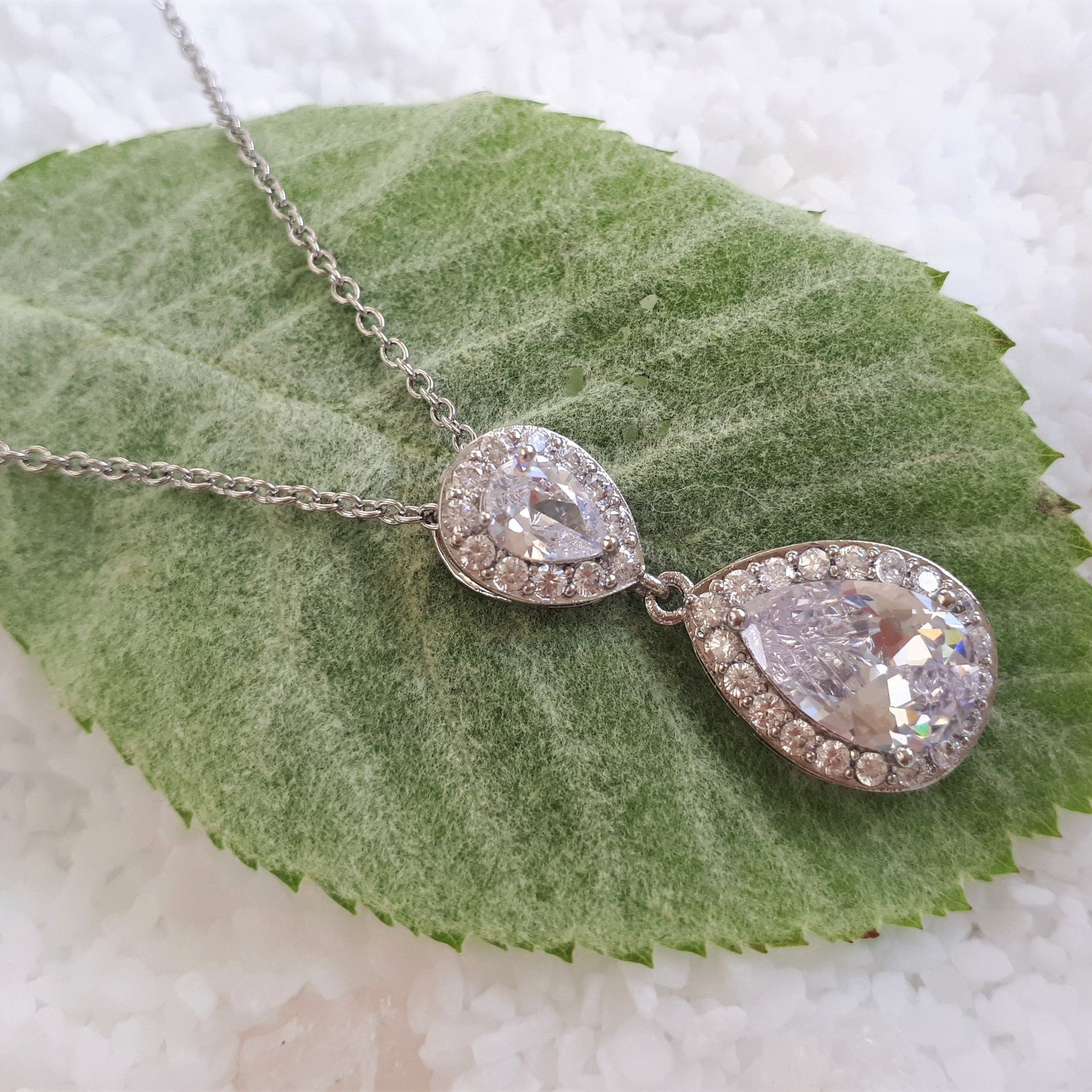 Jules Bridal - Jodie, Silver Teardrop Crystal Jewellery Set